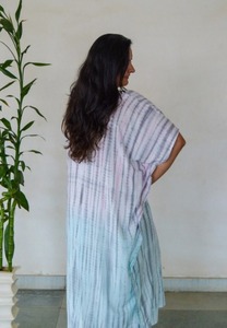 Summer Wear Floor-Length V-neck Long Sleeve Formal Eco-Friendly Breathable Cotton Maternity Maxi <b>Dress</b> A-Line Silhouette - Product Image 2
