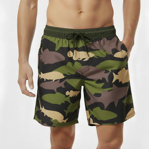 Shorts unisexes personnalisés en polyester 100 % respirant, séchage rapide, extensible dans 4 directions, protection solaire UPF 50+, taille mi-haute avec cordon de serrage - Product Image 1