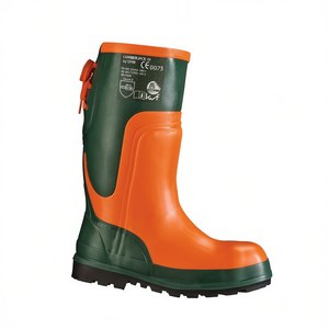 รองเท้าบูทนิรภัยสีเขียวมะกอก/สีส้ม รุ่นเอล์ม 45 สำหรับงานป่าไม้ ถุงมือยางธรรมชาติสำหรับทำสวน และอุปกรณ์ป้องกัน - Product Image 2