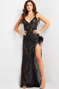 Robes de bal longues personnalisées pour femmes coupe ajustée robe à encolure en V fente latérale robes de soirée pleine longueur pour femmes logo avant inclus - Product Image 5