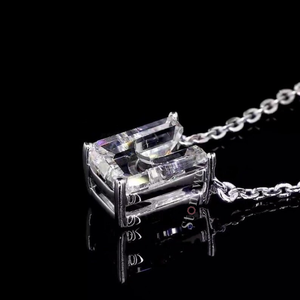 Pendentif unisexe HPHT Lab Grown Diamond DEF VVS VS U Letter Charms Bijoux en argent fin avec placage au rhodium certifié IGI - Product Image 3