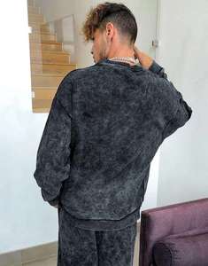 Sudadera y sudaderas con capucha Terry Vintage Acid Wash Chándal para hombre 100% Algodón orgánico Pullover Sudadera con capucha y pantalones de chándal Chándal - Product Image 4