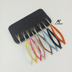 Custom Colors Eyelash Eyebrow <b>Makeup</b> <b>Scissors</b> Spring-Loaded Sharp Straight Curved Blades Sustainable Stainless Steel Laser Logo - Product Image 1