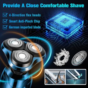 Afeitadora Eléctrica Recargable Inalámbrica para Hombre, Recortadora de Barba Rotatoria Impermeable con Cuchillas Reemplazables IPX7, para Viajes - Product Image 4