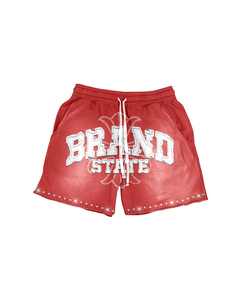 Fabricantes Ropa de ropa de calle personalizada Rhinestone Vintage Shorts distress Print cordón corto Hombres bolsillo lateral corto - Product Image 3