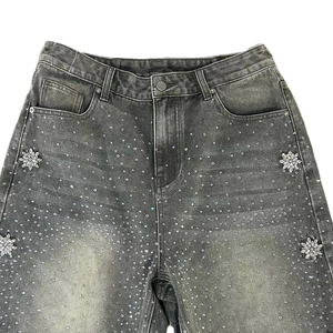 2025 Men's New Style American Street Style Denim Rhinestones Shorts Heavy Diamond-encrusted Casual Summer Fashionable - Product Image 2