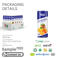Échantillon gratuit-250ml d'eau de jus de fruits de mangue et d'orange boisson en conserve 100% naturel-marque privée/boisson gazeuse en gros
