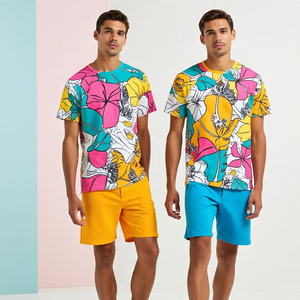 Ensemble de t-shirts et shorts à manches courtes respirants et à séchage rapide pour hommes en tricot d'été par sublimation léger - Product Image 6