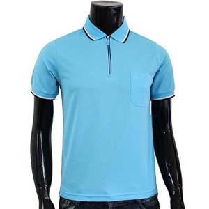 Polos à fermeture éclair et poche pour hommes Chemises de golf décontractées à manches courtes 100% coton Vêtements pour hommes grande taille - Product Image 1