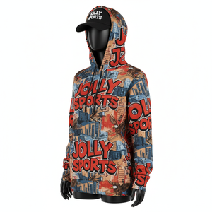 Sudadera con capucha de algodón polar de 320 GSM para mujer, con estampado gráfico completo multicolor, logotipo personalizado, ropa deportiva informal, sudaderas básicas para mujer - Product Image 4