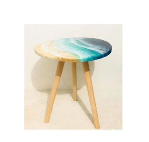 Taburete de madera y resina para manualidades de diseño exclusivo, taburete único para vestíbulo de dormitorio, producto más vendido hecho a mano - Product Image 5