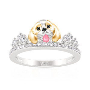 Jeulia Petland Cute Beagle Double Row <b>Ring</b>-<b>Adjustable</b> Gold Plated Vintage Style for Women - Product Image 3
