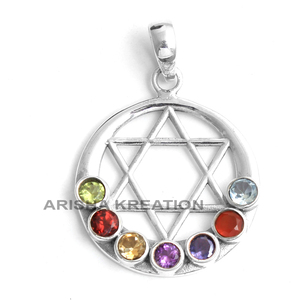 จี้รักษาจักระอัญมณีหลายแบบดีไซน์รูปดาว925เครื่องประดับเงินสเตอร์ลิงเครื่องประดับแบบละเอียดเครื่องประดับขายส่ง - Product Image 4