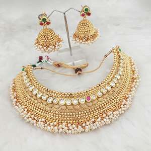 Real Creation AD <b>Kundan</b> Copper Choker Necklace Set FBB0153A Exquisite Fine <b>Jewelry</b> Set - Product Image 1
