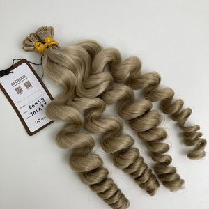 ผมต่อเคราตินย้อมผม30นิ้ว60เถ้าปลายแบนแบบคู่ - Product Image 4