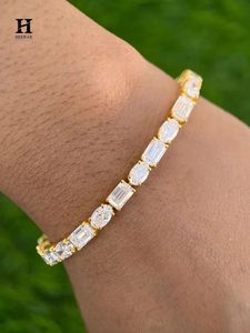 Elegant Mixed Shape Tennis <b>Bracelet</b>, Alternating Emerald and Oval Cut Cubic Zirconia <b>Bracelet</b>, Premium Wedding Jewelry - Product Image 6