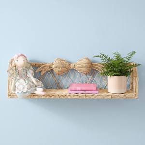 Estante de Pared de Ratán al por Mayor con Lazo, Mimbre Tejido con Detalle de Onda Delicado, Almacenamiento y Exhibición Juguetón para Decoración de Dormitorio Infantil o Guardería - Product Image 5