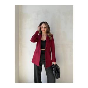 Giacca Blazer da donna con bottoni doppiopetto bordeaux - Product Image 2