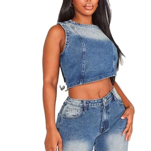 Tops de mezclilla de alta calidad para mujer, de manga larga, estilo cropped, con capucha, estilo urbano, nueva moda. - Product Image 1