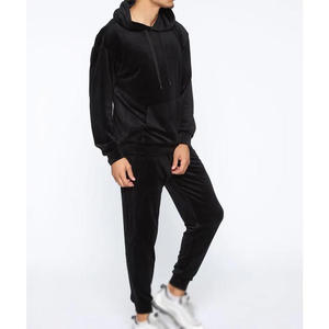 2025 diseño superior al por mayor personalizado impreso sólido terciopelo chándal hombres en blanco negro sudaderas con capucha ropa Unisex 100% algodón - Product Image 2