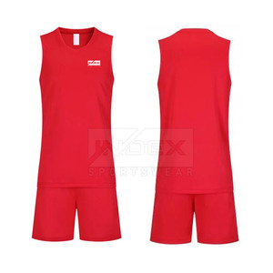Ensemble de maillot de volley INDEX rouge, col en V, sans manches, évacuant l'humidité, respirant, vêtements de sport unisexes pour adultes - Product Image 1