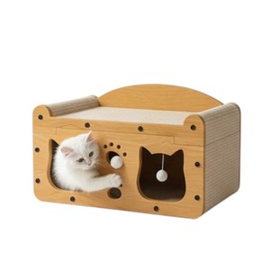 Casa para gatos de madera maciza AC28, casa para mascotas sin desprendimiento para animales pequeños para sala de estar - Product Image 4
