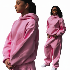 New Arrival High Quality Oversized Baggy blank woman Tracksuit Sets in Low MOQ Wholesale 100% cotton fleece 450gsm <b>comfortable</b> - Product Image 4