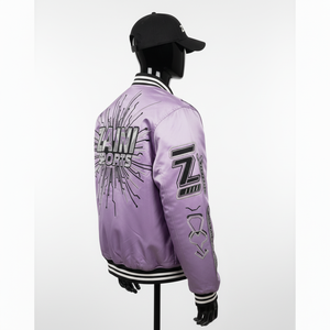 Chaqueta de Satén Premium de 240 g/m², Tela Brillante Morada con Arte de Dragón Bordado y Logotipo Personalizado en Múltiples Paneles, Chaqueta de Satén para Hombre - Product Image 4