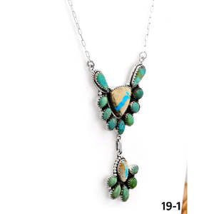 Collier Fleur Artisanal en Turquoise et Argent Sterling du Sud-Ouest, Motif Mixte - Product Image 3