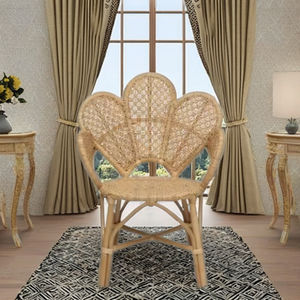 Fauteuil modulaire moderne en rotin touffeté ROSE avec pieds en bois - Chaise de loisirs durable pour chambre, salle à manger, salon et centre commercial - Product Image 1