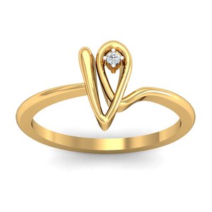 Anillo de Latón chapado en oro de 18 quilates, piedra preciosa de circón pequeña personalizada, diseño Simple minimalista, corte diario, joyería de moda, letras mayúsculas 'V' - Product Image 6