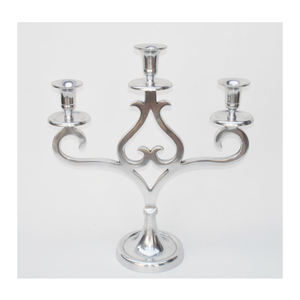 Fancy Mirror Polish Designer Alta calidad Niquelado Jewish Menorah Portavelas Soporte Nuevo diseñador 3 Flame Church Menorah - Product Image 1