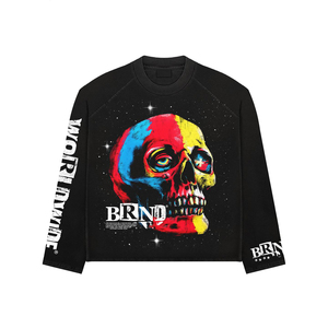 Nouveau sweat-shirt surdimensionné en coton biologique 100% pour homme, imprimé graphique streetwear, impression vintage en relief 3D - Product Image 1