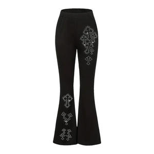 Latest Fashion <b>Women</b> Casual Wide Pants Custom Logo Streetwear Stylish Formal <b>Baggy</b> Joggers <b>for</b> <b>Women</b> Rhinestone Designer Pants - Product Image 1