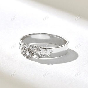 กลุ่มเพชรกลม3.90มม. กว้างแต่งงานทำด้วยมือ14K ทองหลายหินแหวนเพชรซ้อนวงสำหรับผู้หญิงยอดขายสูงสุด - Product Image 6
