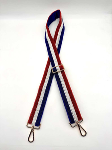 Sacs de sport de luxe faits à la main en gros avec sangle perlée, couleurs d'équipe sportive personnalisées, ceintures métalliques - Product Image 6