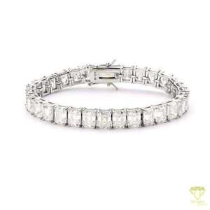 สร้อยข้อมือเทนนิสทรงสี่เหลี่ยมสีเงินสเตอร์ลิง925ฮิปฮอปกันน้ำเครื่องประดับเพชรที่ปลูกในห้องทดลองคุณภาพสูงสำหรับใส่ได้ทั้งชายและหญิงสำหรับงานปาร์ตี้ - Product Image 6