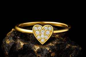 Bague de fiançailles minimaliste en argent sterling 925 plaqué rhodium et or vermeil 14 carats avec cœur en CZ, cadeau de la Saint-Valentin - Product Image 5