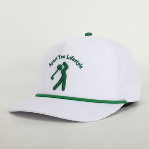 A-Frame หมวกเบสบอล5แผงผ้าฝ้าย100% ทูโทนปักโลโก้3D จุดกันน้ำปรับแต่งขนาดได้แบบสปอร์ต - Product Image 1