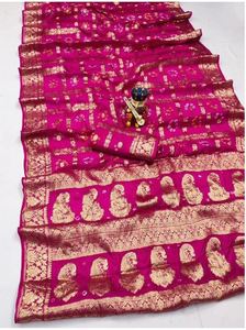 Sari en soie artificielle de mariage de créateur, nouvelle arrivée, sari en soie artificielle Bandhej au meilleur prix par le fabricant - Product Image 3