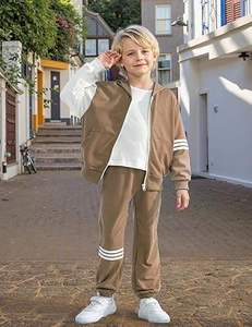 Survêtements pour enfants, vêtements d'hiver chauds, décontractés, solides, légers, respirants, en molleton - Product Image 2