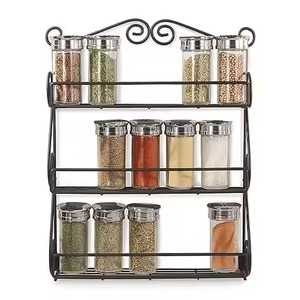 Hot Selling <b>Wall</b>-Mounted Iron <b>Spice</b> <b>Rack</b> Organizer Multi-Purpose for Hotel Home Restaurant Kitchenware Made Durable Metal - Product Image 5