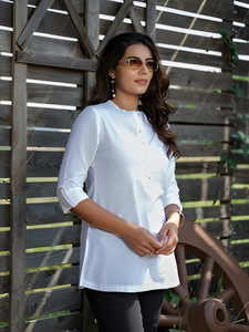 Moda mujer Casual corto Kurti algodón étnico verano desgaste Top exportación al por mayor fabricante bajo precio - Product Image 3