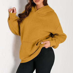 Sweat-shirt d'hiver pour femme en coton 100% tricoté ample avec logo frontal personnalisé, respirant, anti-froissement et séchage rapide - Product Image 5