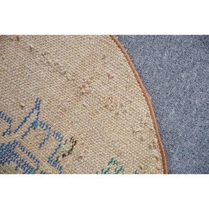 Alfombra de 2.5x1.5 pies, Alfombra Turca Vintage, Alfombra Marroquí de Lana Azul Verde - Product Image 5