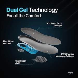 Semelles intérieures de sport pour hommes en gel de silicone Frido, pack double, épaisses et rembourrées, inserts de chaussures en gel souple, rembourrage en gel, durables, supplémentaires - Product Image 6
