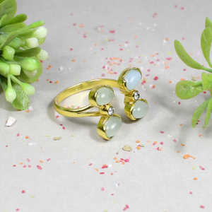 Wholesale 92.5 Sterling Silver Handmade <b>Statement</b> <b>Ring</b> with Aqua Chalcedony Gemstone Oval Cut Rhodium Plating Fine Fashion Jewelry - Product Image 3