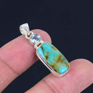 Turquoise pierres précieuses pendentif bijoux pour femmes argent Boho Style bijoux 925 argent Sterling tendance à la main pendentif cadeau pour - Product Image 5