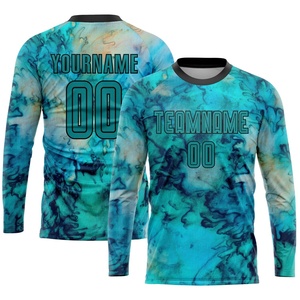 Conjunto de Camiseta de Fútbol Azul Sublimada Personalizada para Hombre, Manga Corta, Cuello Redondo, Uniformes Deportivos que Absorben la Humedad, Nombre y Número del Equipo - Product Image 4