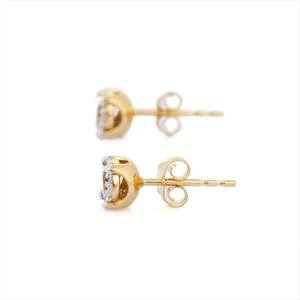 ต่างหูเม็ดกลมสีทอง14K แบบเรียบง่ายประดับอัญมณีซิทรีนจากธรรมชาติเพชรเม็ดเล็กสำหรับงานแต่งงานของขวัญวันครบรอบ - Product Image 3